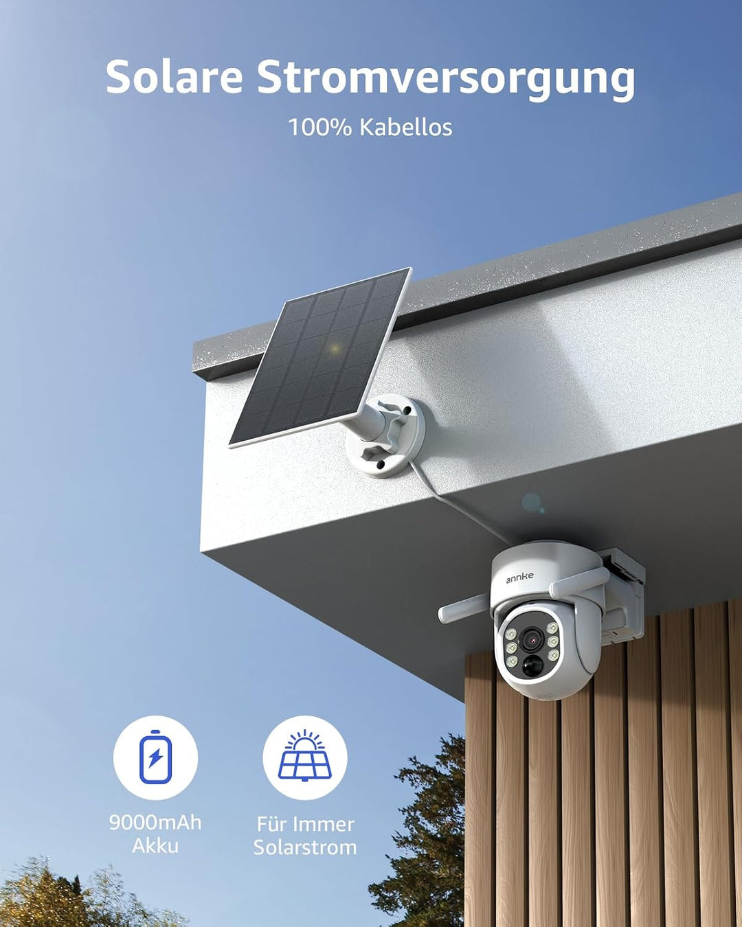 ANNKE 2er-Set 2.5K Überwachungskamera Aussen Solar Kein ABO 360° Schwenkbar | 9000 mAh Akku &amp; 3W Sol