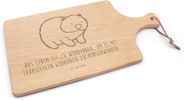 Mr. & Mrs. Panda Schneidebrett Wombat - Geschenk, Motivation, Frühstücksbrettchen, Lustige Sprüche,
