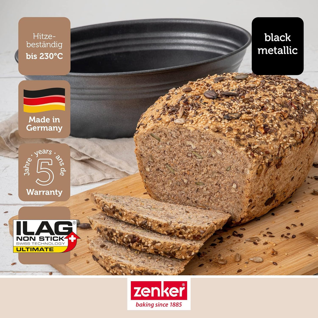 Zenker Brotform oval BLACK METALLIC, Brotbackform & Brotbackform 30 cm Pure, Königskuchenform mit An