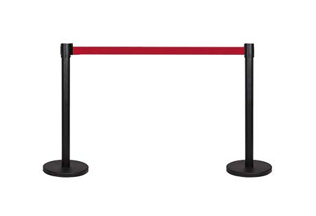2-Stück-Set FLEXIBARRIER Personenleitsystem Absperrständer Schwarz -Basic 300-3m Gurtlänge *rot*, Ab
