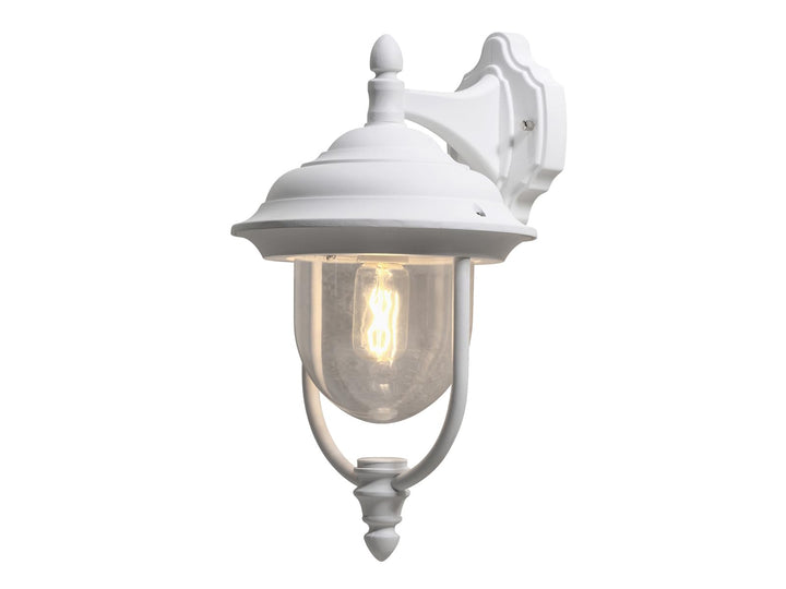 LED Aussenwandlaterne hängend im Landhausstil, Höhe 46cm, weiss, Wandleuchte Hängend