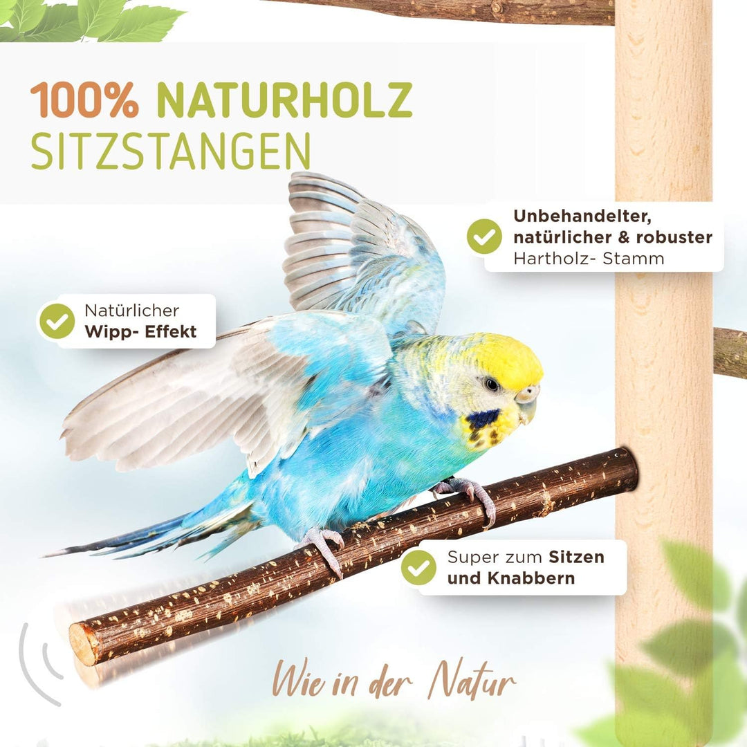 Vogelgaleria® Zimmerhoher Vogel-Kletterbaum 193-195 cm HiFly Basic mit Naturholz-Sitzstangen Vogelsp