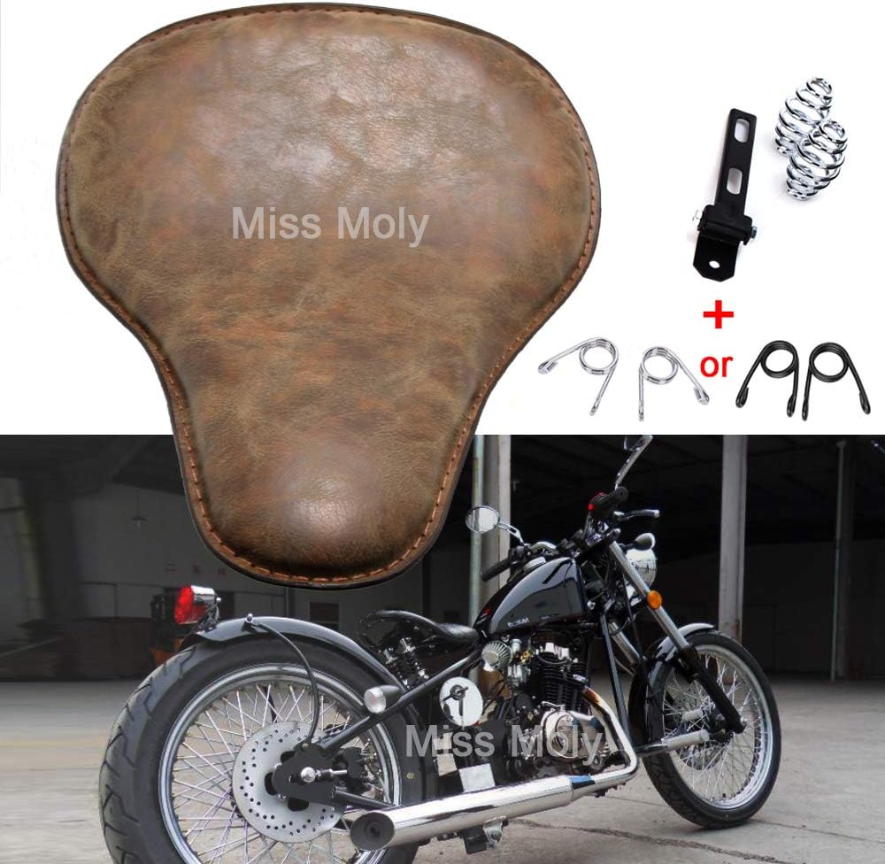 Retro Motorrad Leder Sitzpolster Sattel Solo Seat für Sportster Chopper Bobber 