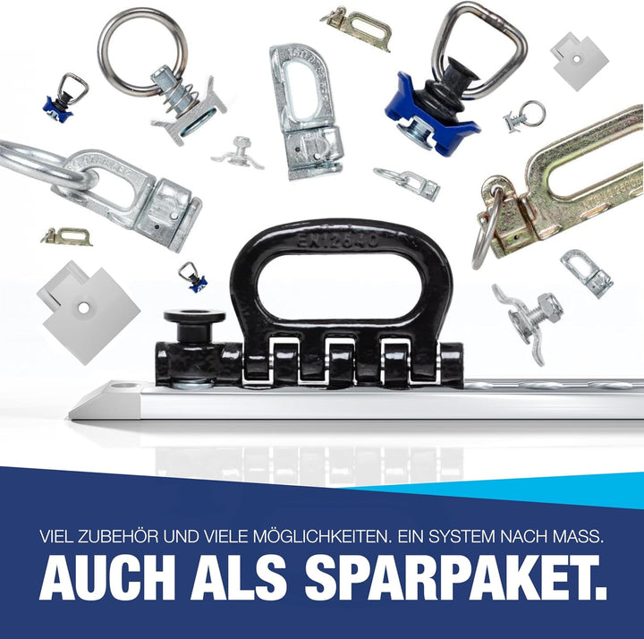 NTG Airlineschiene 2 Stück je 2m mit 10 Stück Fitting | eckige Form | mit Bohrungen | 1975mm | Alumi
