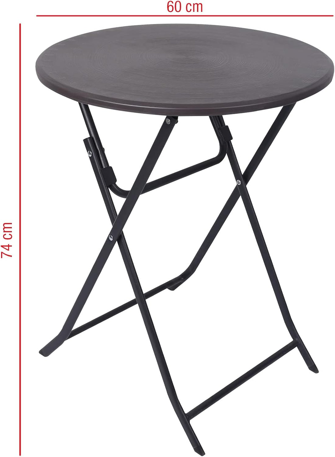 Rebecca Mobili Klapptisch, Balkontisch, Hdpe Stahl, Grau Schwarz, Bistro Garten Möbel - Masse HxBxT: