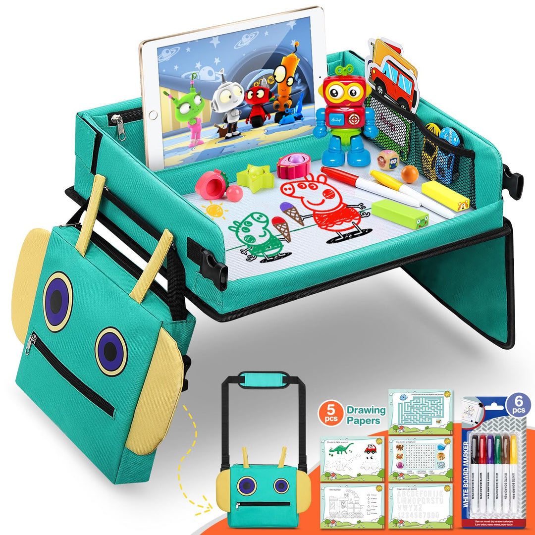 Joujou 2 In 1 Kinder Reisetisch, Roboter-Rucksack Abnehmbarer Multifunktionaler, Auto Kinder Knietab