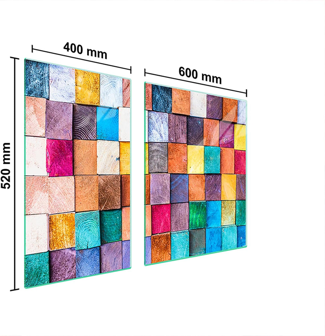 TMK ArtDeko Herdabdeckplatte 2 Teilig 40x52 + 60x52 cm - Spritzschutz Herdabdeckung – Herdschutz aus