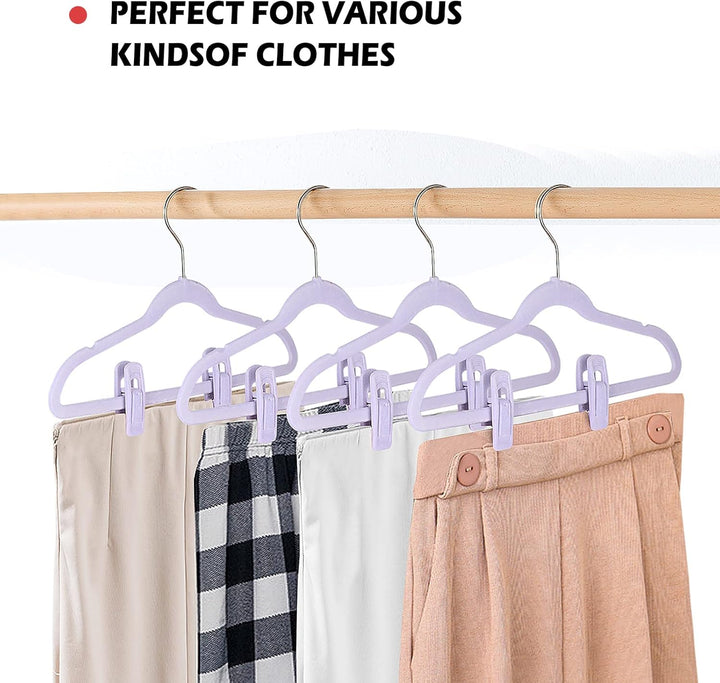 Tinfol Samt-Kleiderbügel-Clips, 24 Stück Hosenbügel, Samt-Clips, Starke beflockte Clips, perfekt für