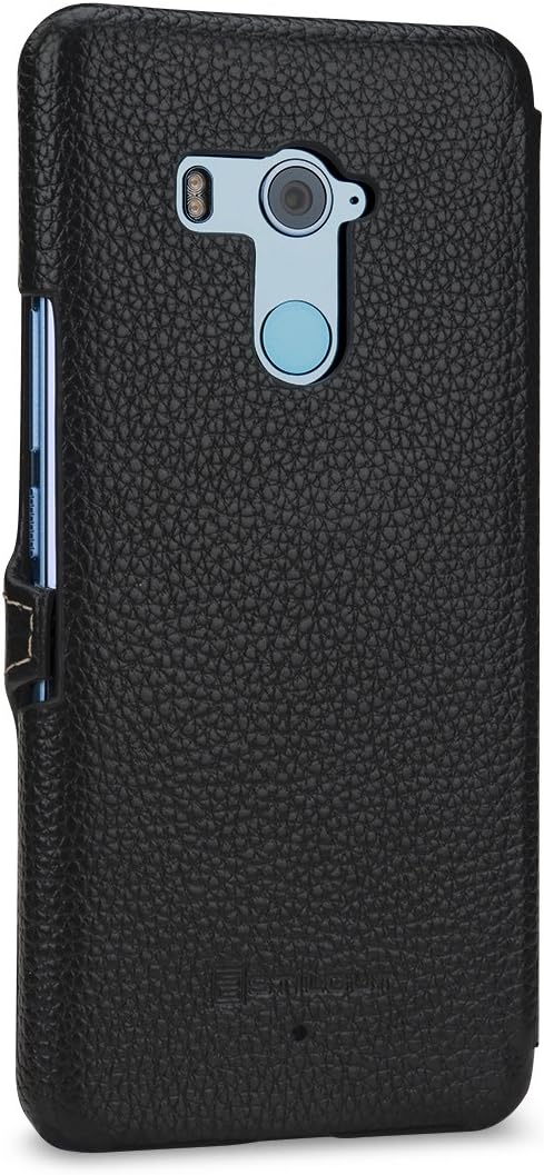 STILGUT Book Type Case, Hülle Leder-Tasche für HTC U11+ (U11 Plus). Seitlich klappbares Flip-Case au