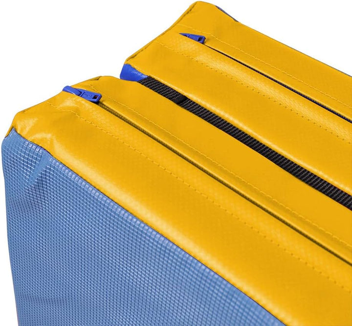 Grevinga® Turnmatte VB 80 | Blau, 200 x 200 cm, Turnen, Klappbar auf 100 x 100 cm Blau-Gelb 200 x 10