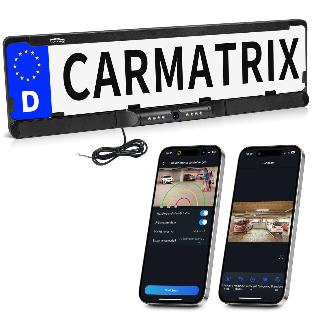 WLAN Funk Rückfahrkamera im Kennzeichenhalter für Smartphone | HD Rückfahrsystem mit App-Steuerung f