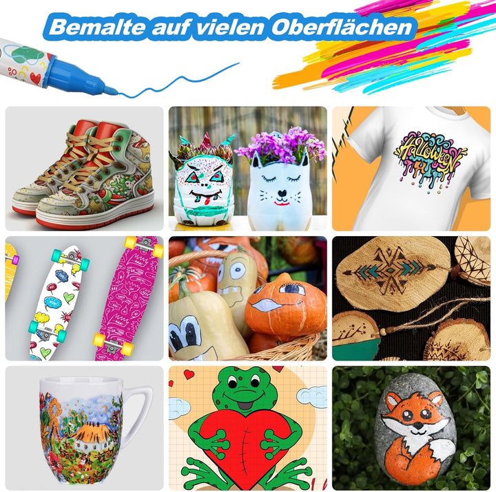KEMYR 100 Farben Acrylstifte Set mit Doppelspitze, Acrylmarker Wasserfeste für Steine, Holz, Glas &amp;