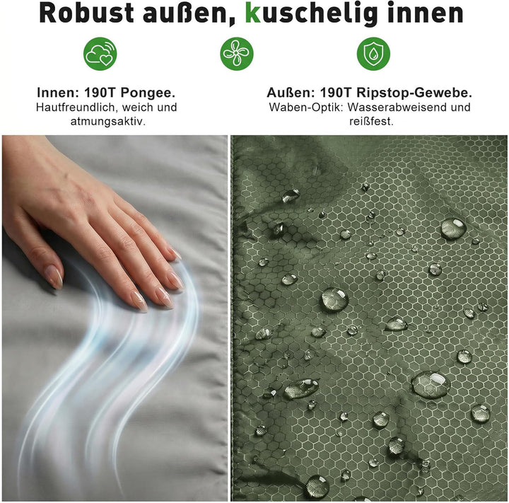 Sekey Schlafsack Erwachsene, Mumienschlafsack mit Anti-Klemm-Reissverschluss, Wasserabweisend & Reis