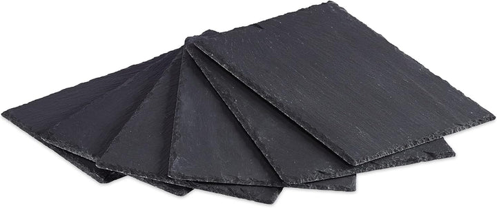 Relaxdays, 30x20 cm, anthrazit Schieferplatte im 6er Set, grosse Servierplatten aus Schiefer, zum Se