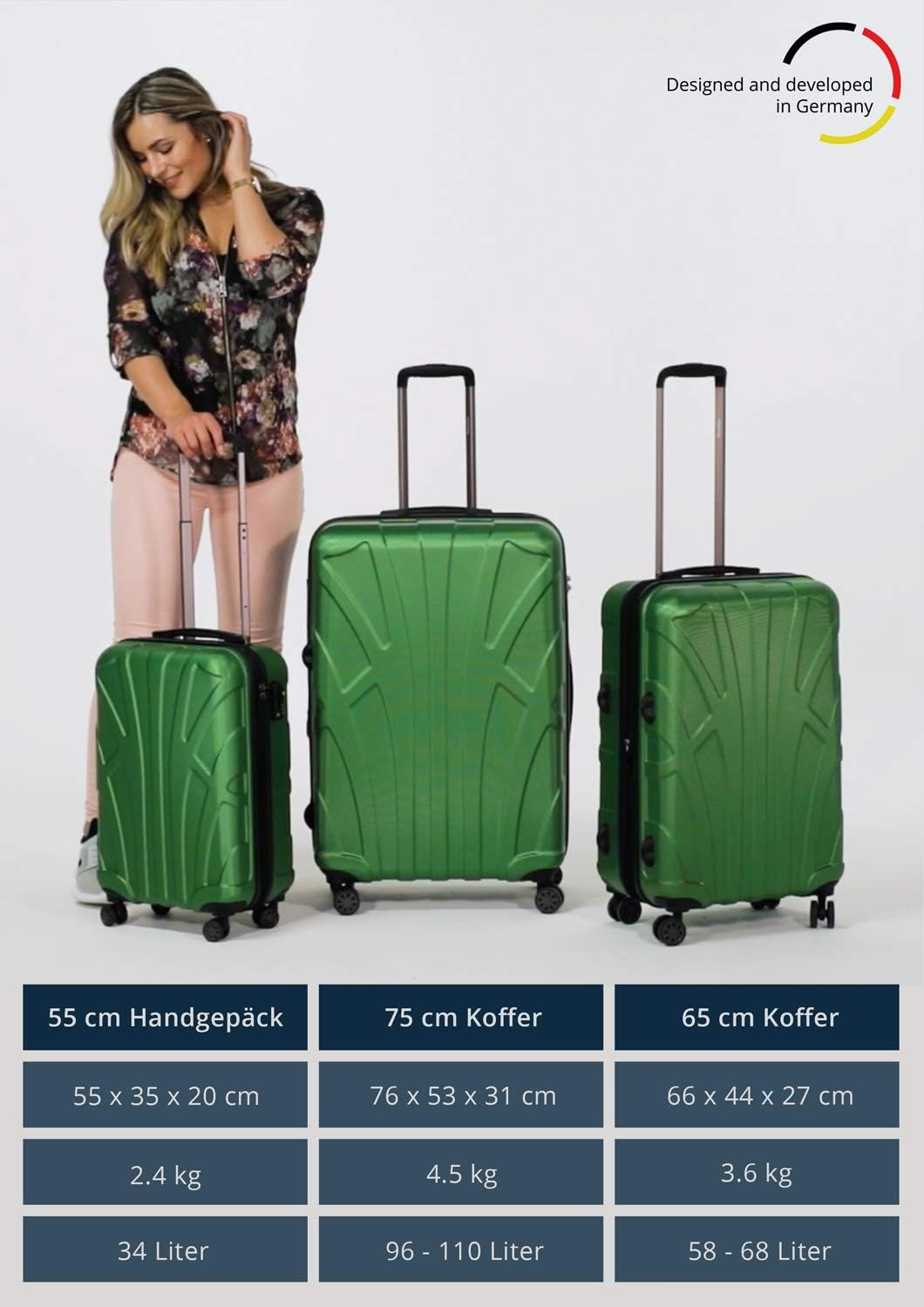 suitline - Grosser Hartschalen-Koffer Koffer Trolley Rollkoffer XL Reisekoffer, TSA, 76 cm, ca. 96-1