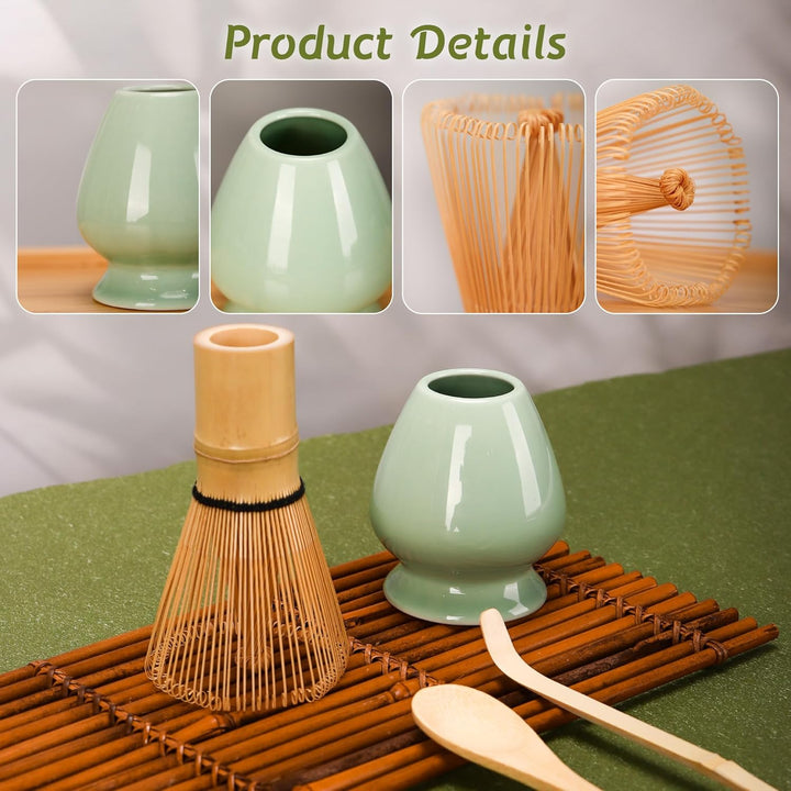 Matcha Schneebesen Set, Matcha Schneebesen (Chasen), traditionelle Schaufel (Chashaku), Teelöffel, K