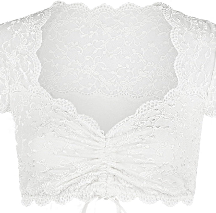 Nina von C. Spitzen Dirndlbluse Valeska Kurzarm 48462971 32 Weiss, 32 Weiß
