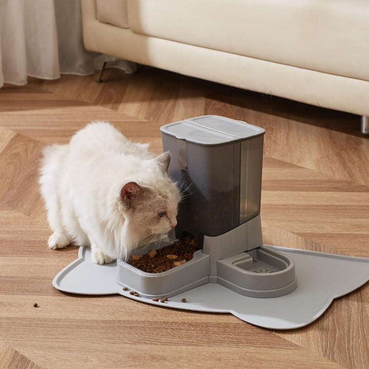 Automatischer Katzenfutterspender, 2-in-1 Abnehmbarer Schwerkraft-Futter- und Wasserspender für Katz