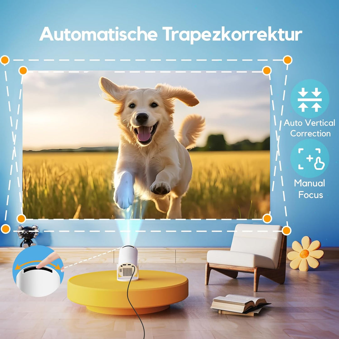 Mini Beamer Unterstützt 1080P [Android 11 & Auto Trapezkorrektur] AKIYO O2 Smart Projektor mit WiFi