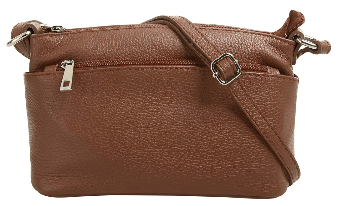 Cluty Umhängetasche echt Leder Damen - 020617 Braun, Braun