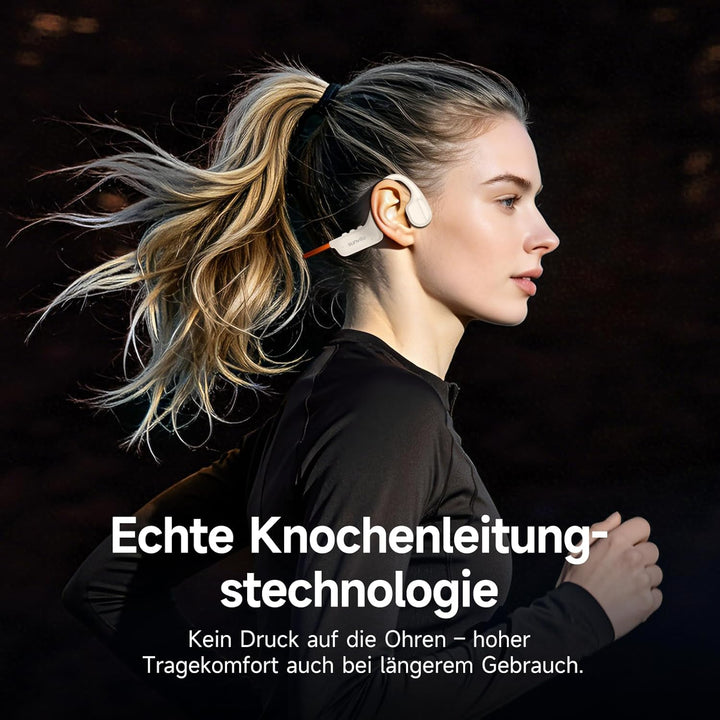 Knochenleitung Kopfhörer Bluetooth 6.1, IPX7 wasserdichte Open-Ear Kopfhörer mit Mikrofon, leichte B