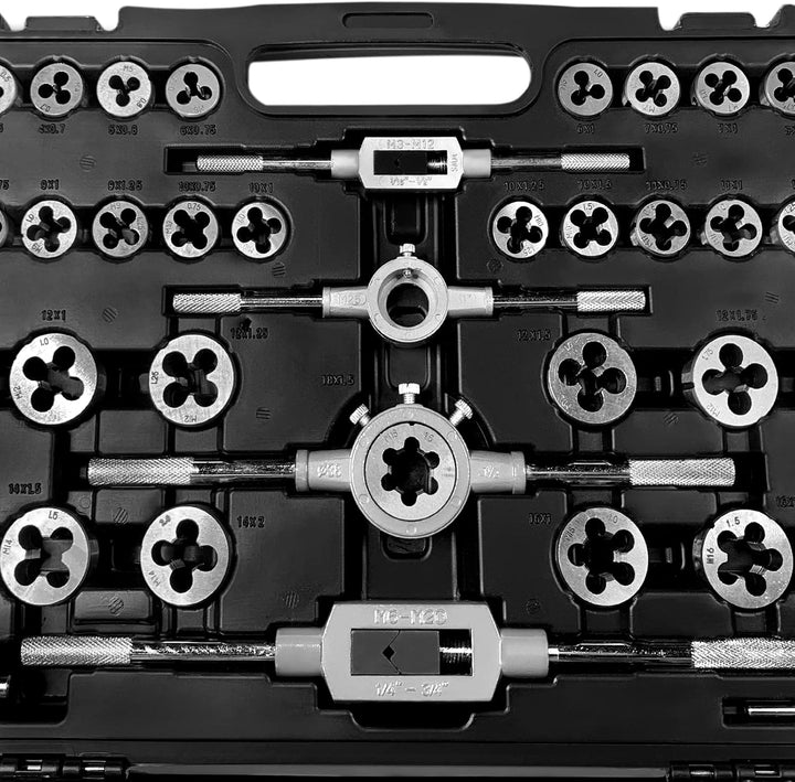 JOIEYOU Gewindeschneider Set, Metrisch M2-M18 Gewindebohrer Set Profi, Kernlochbohrer, Gewindeschnei