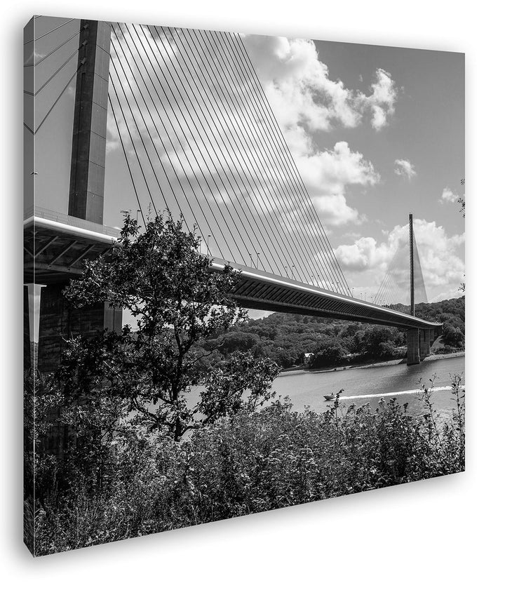 deyoli gigantische Hängebrücke Format: 70x70 Effekt: Schwarz&Weiss als Leinwandbild, Motiv auf Echth