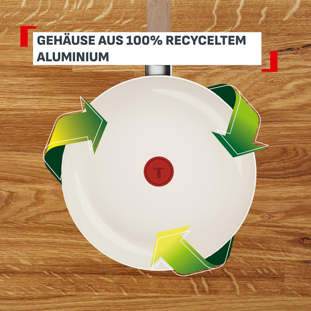 Tefal Reflect On 3-tlg. Pfannen-Set, 20/24/28 cm, keramische Antihaftbeschichtung, recycelter Alumin