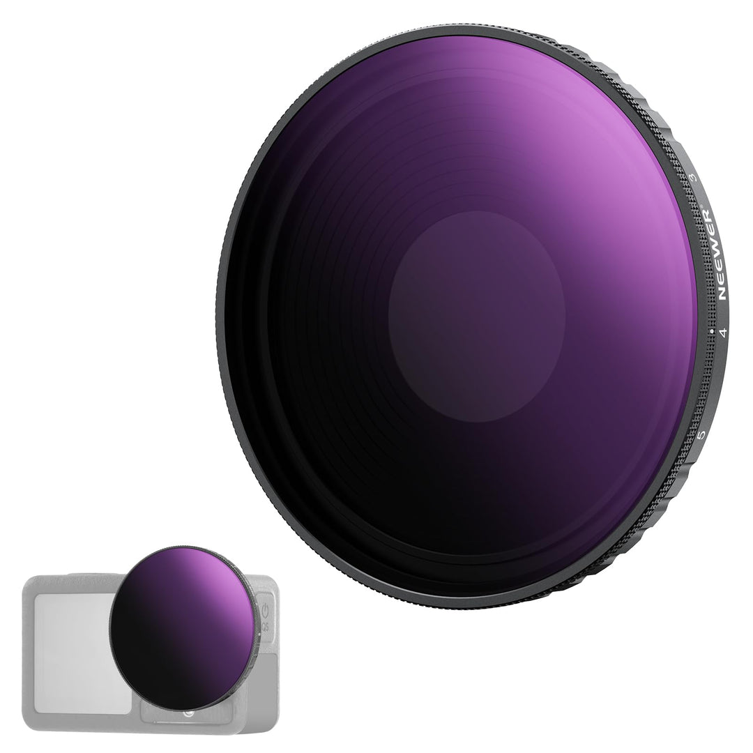 NEEWER Variabler ND Filter, kompatibel mit DJI Osmo Action 5 Pro Action 4, ND8-32 (3-5 Stops), aufsc