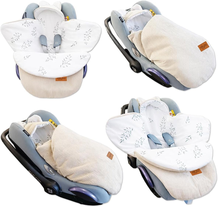 Baby Fusssack Einschlagdecke für Babyschale und Kinderwagen (Beige)