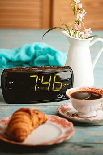 Radiowecker Uhrenradio Uhr Wecker AM/FM Radio Helligkeitsregler mit extra grossem Display Single, Si