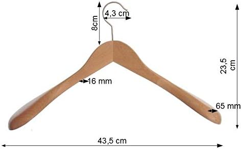 Kleiderbügel aus Holz, Schulterbügel aus Buchenholz, Made in Austria (EU) (5 St. roh unbehandelt), 5