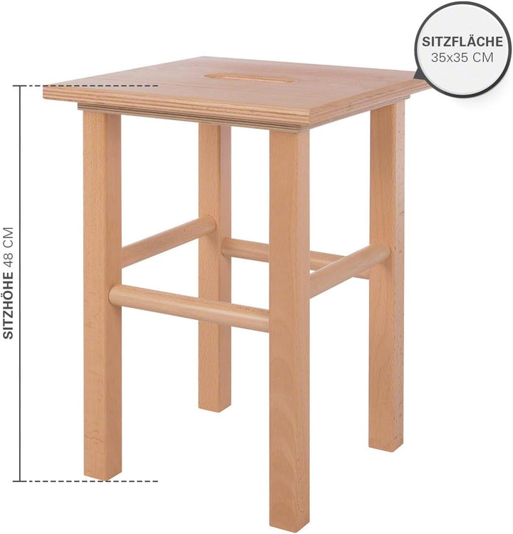 Sport-Tec Holzhocker aus Hartzholz, Arbeitshocker, Sitzhocker, Schemel, Kinderhocker 51 cm, 51 cm