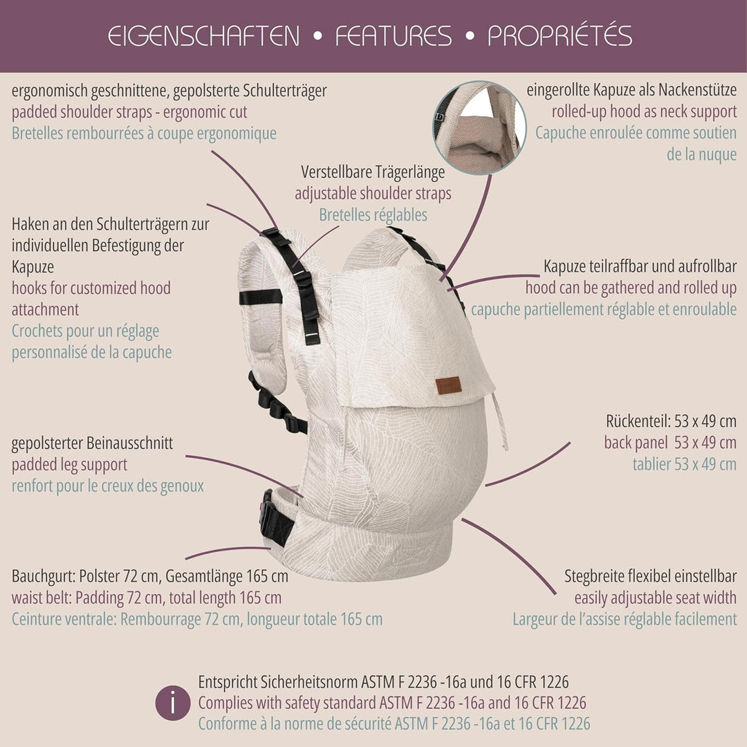 Hoppediz Buckle Toddler, Babytrage für Kleinkinder (9-25 kg), Design Kos, Kos