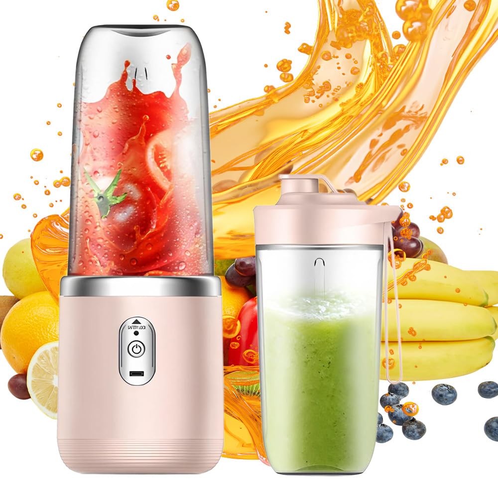 Tragbarer Mixer, 400ml Mixer Smoothie Maker to Go mit Digitalanzeige, Portabler Elektrischer Saftpre