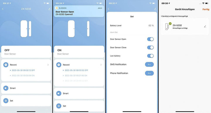 Luminea Home Control Türsensor: 5er-Set ZigBee-Tür- & Fensteralarm, für Alexa, GA und Siri, App (Tür