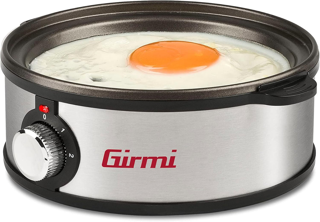 Girmi CU25 Dampfkocher für bis zu 7 Eier, 360 W, Gehäuse aus Edelstahl, Zubehör für Spiegeleier und