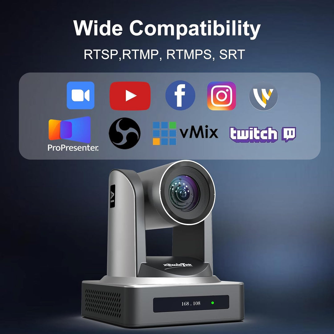 zowietek PTZ Kamera, AI Auto Tracking 1080P60 PoE, 30X optischer Zoom, 3G-SDI HDMI USB 3.0 LAN, Live