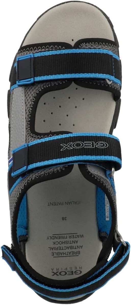 Geox Jungen Jr Strada Sandal 26 EU Dk Grey Lt Blue, 26 EU Dk Grey Lt Blue