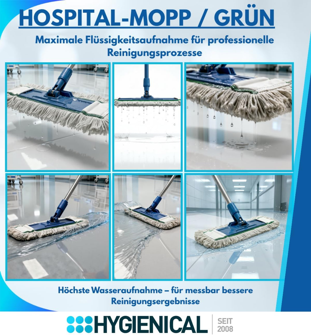 Wischmopp Set für Krankenhäuser und Hospitals, Profi-Moppbezüge, Moppbezüge für Mopphalter, Schlinge