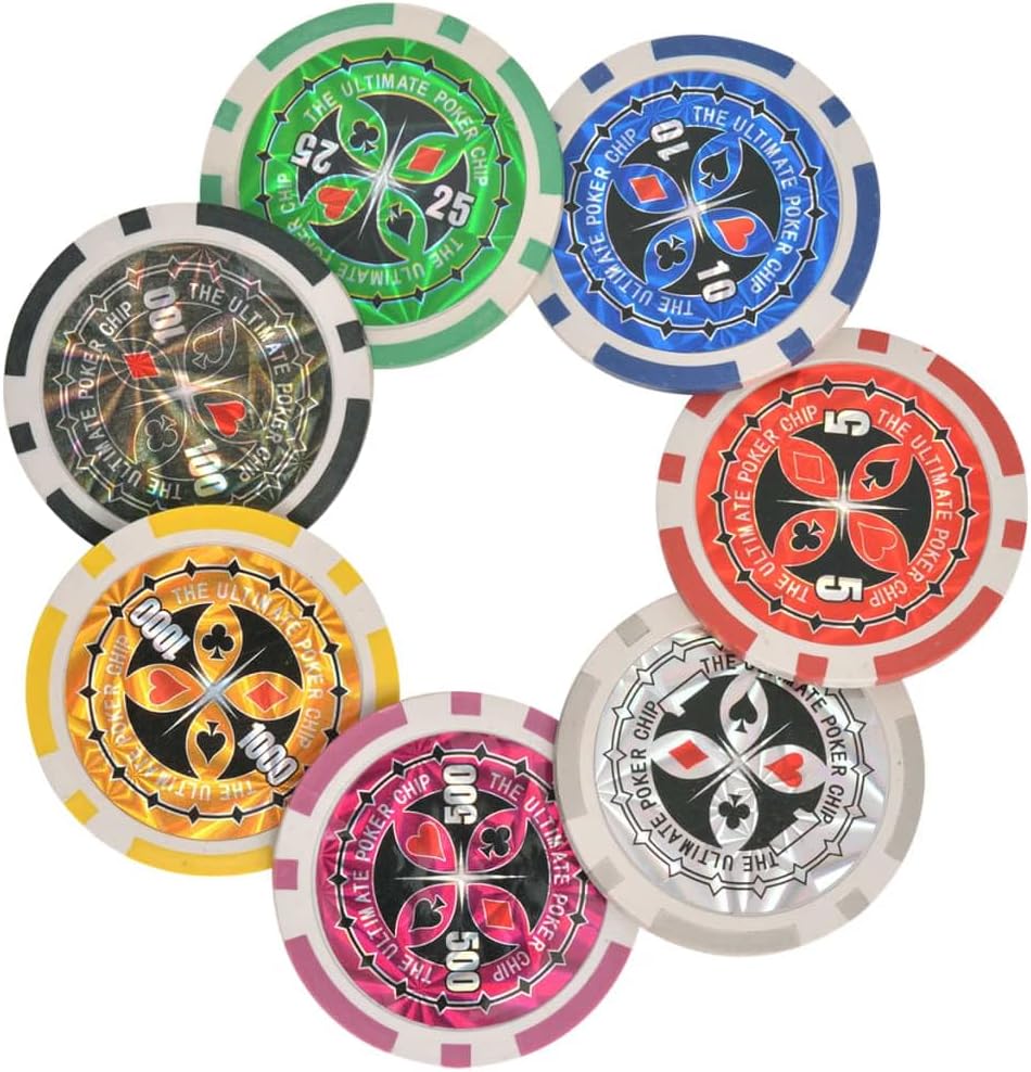 vidaXL Kombiniertes Poker/Blackjack Set mit 600 Laserchips Aluminium