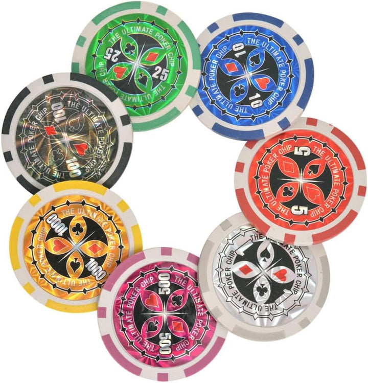 vidaXL Kombiniertes Poker/Blackjack Set mit 600 Laserchips Aluminium