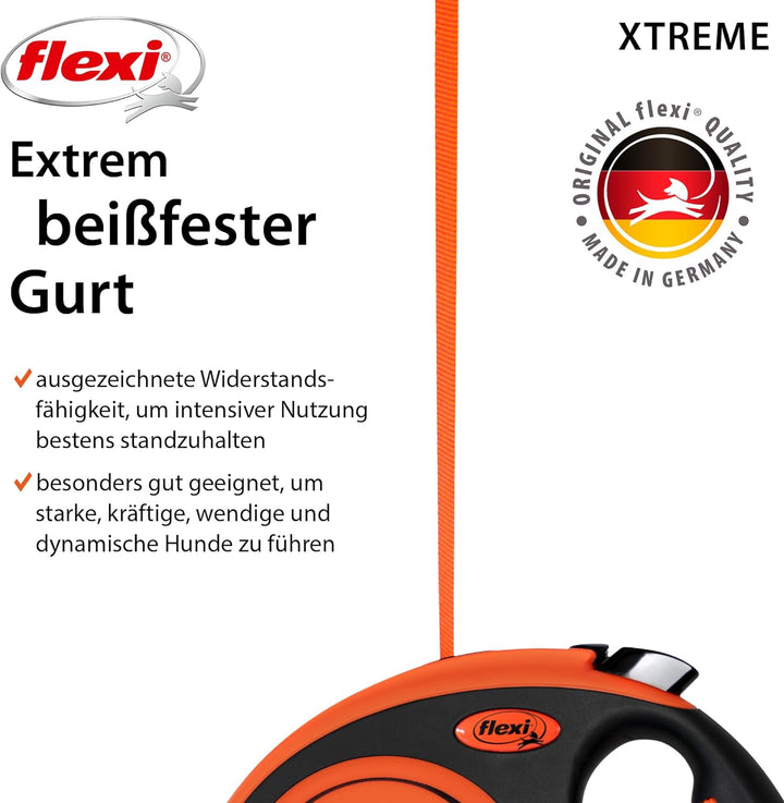 flexi Rollleine Xtreme - Tape Leash Orange - S schwarz orange S, schwarz orange S