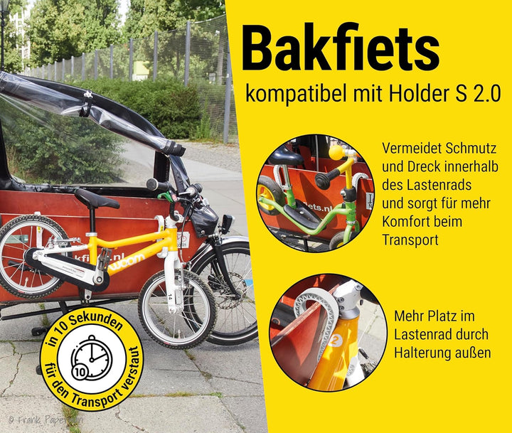 Bike Holder S 2.0 – 4x Halterung für Kinderfahrrad & Laufrad am Lastenrad | kompatibel mit Babboe, B