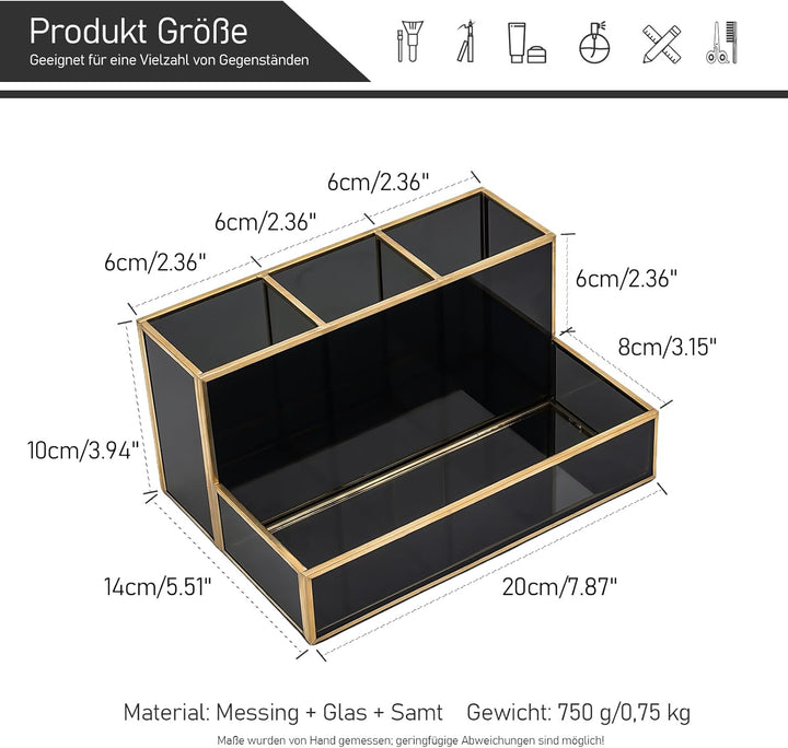 HARLIANGXY Make up Pinselhalter Schwarz - Multifunktional Make up Organizer für Kommode, Waschtischp