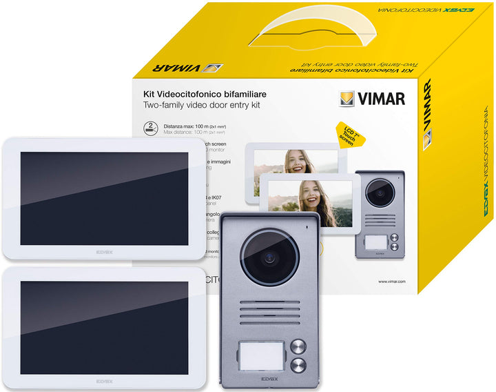 VIMAR K40936 Videosprechenalagen-Set enthält Freisprech-Touchscreen-Videohaustelefon LCD 7in, 2-Tast