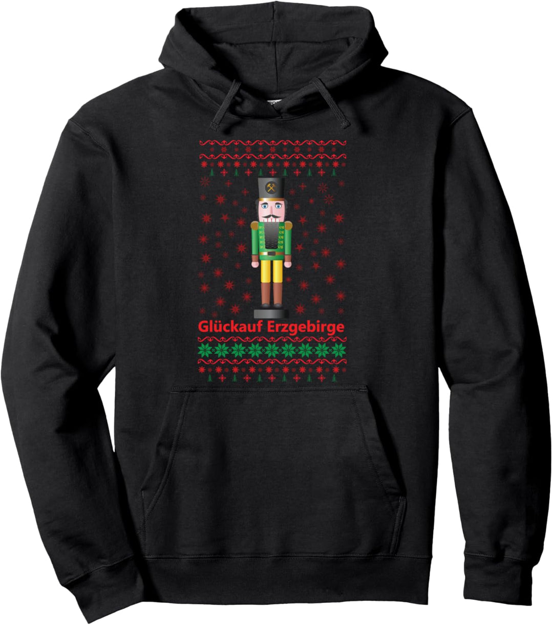 Glückauf Erzgebirge, Weihnachten mit Nussknacker und Schnee Pullover Hoodie