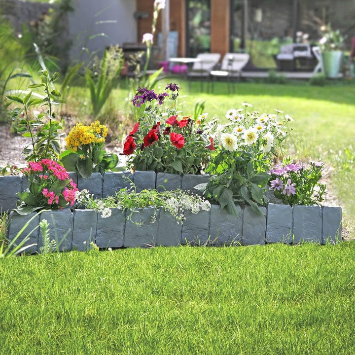 Beeteinfassung für den Garten, Steinoptik, 80 Stück