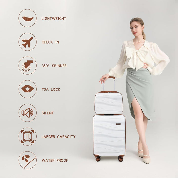 KONO Koffer Trolley Reisekoffer Mittelgross Leicht Hartschalenkoffer mit TSA Schloss Zwillingsrollen
