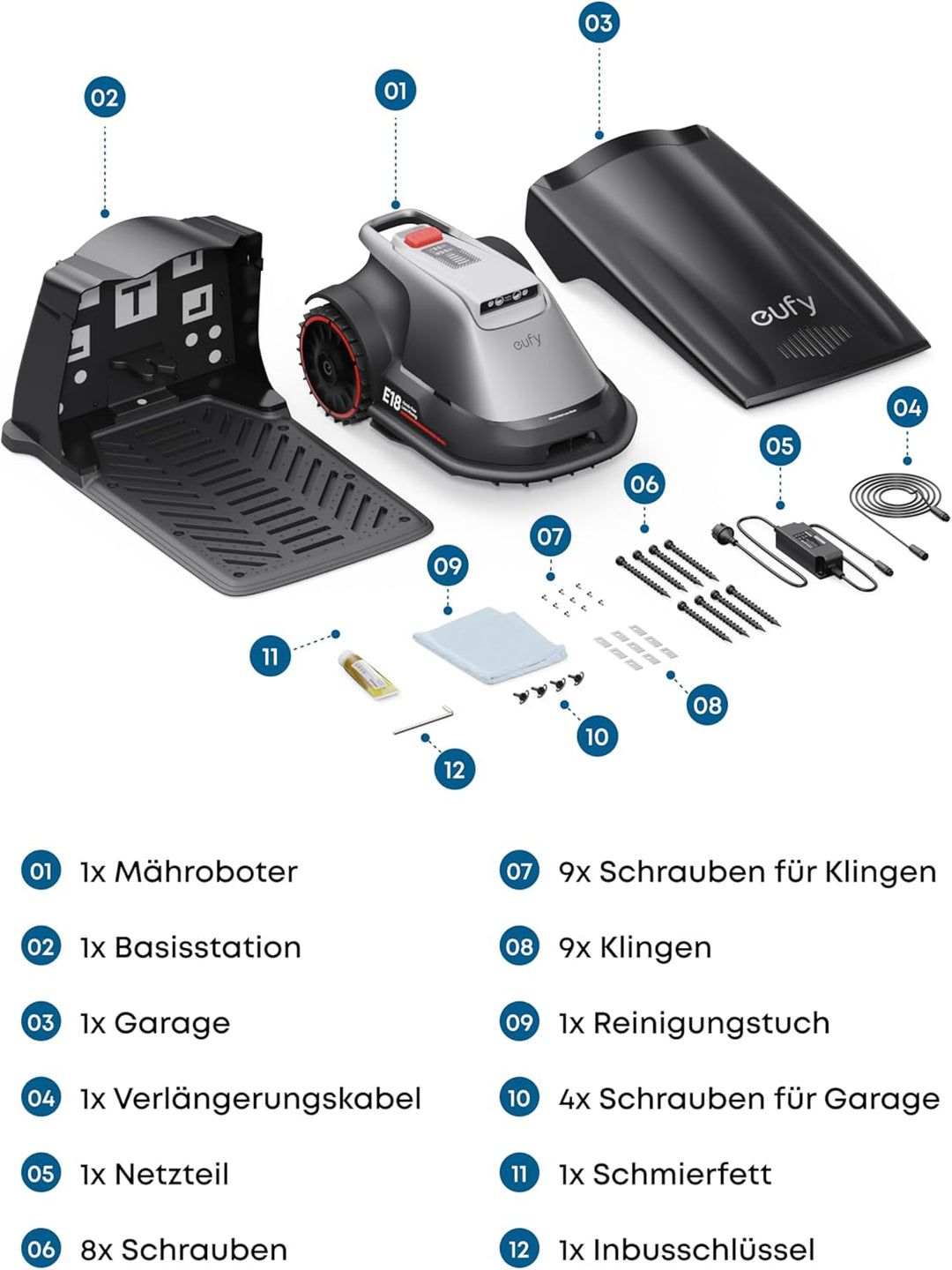 eufy E18 Mähroboter ohne Begrenzungskabel, ohne RTK & Signalausfälle, TrueVision Technologie, GNSS,